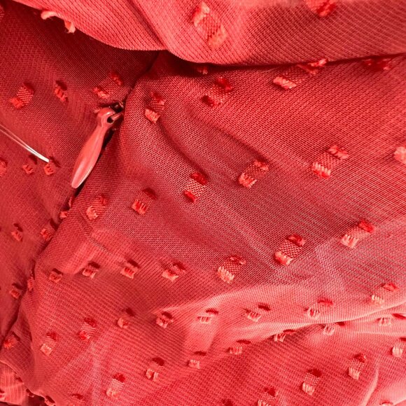 Floret Studios Polka Dot Ruffle Ruched V-Neck Mini Dress Marsala Red Size Small - Picture 8 of 11